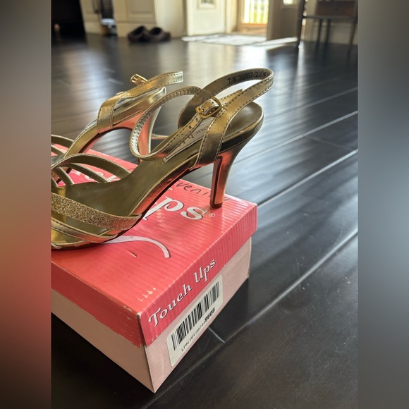 NWT - Touch up heels. Gold adjustable ankle strap. Never worn. 2.58 heel height. - Picture 2 of 4